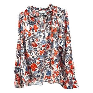 Chloe Kristyn Creme Indian Floral Blouse Size XL